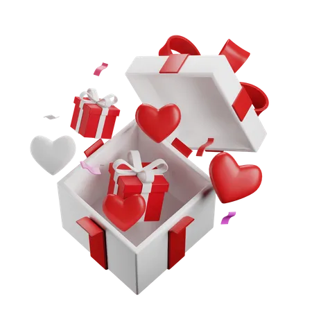 Caja de regalo de san valentín  3D Icon