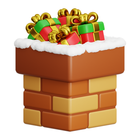 Caja de regalo en la chimenea  3D Icon