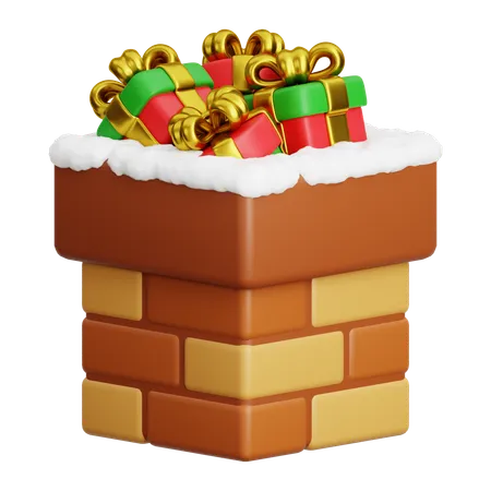 Caja de regalo en la chimenea  3D Icon