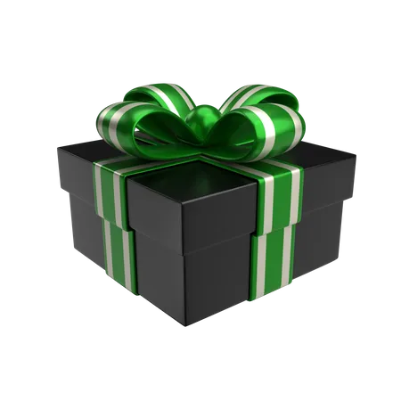 Caja de regalo premium en negro mate y verde plateado  3D Sticker