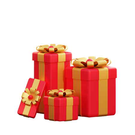 Caja de regalo roja de navidad  3D Illustration