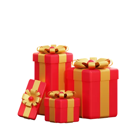 Caja de regalo roja de navidad  3D Illustration