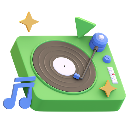 Caja de reproductor de música de vinilo.  3D Illustration