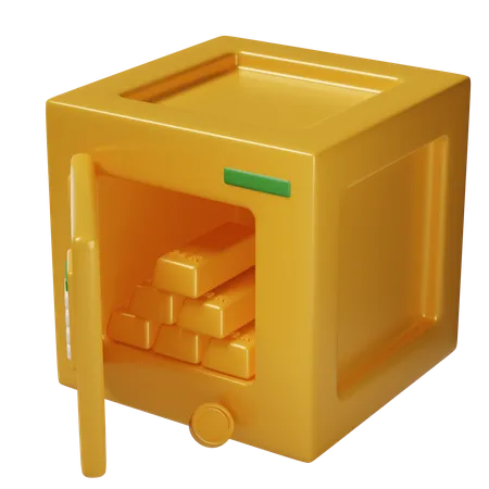 Caja de seguridad dorada  3D Icon