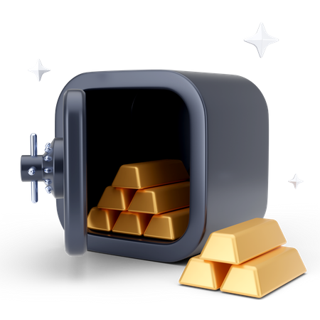 Caja fuerte de oro  3D Icon