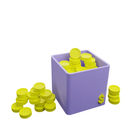 Caja de monedas  3D Icon