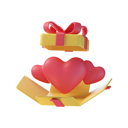 Caja de regalo de amor  3D Icon