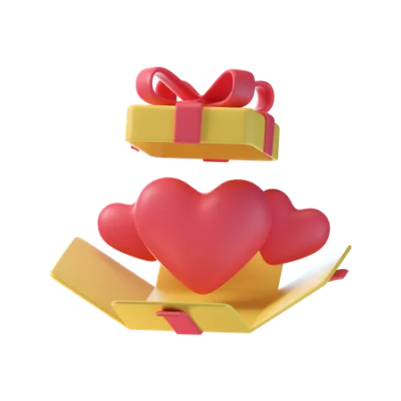 Caja de regalo de amor  3D Icon