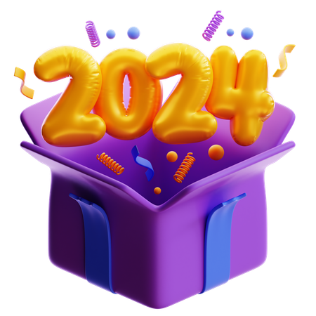 Caja de regalo de Año Nuevo 2024  3D Icon