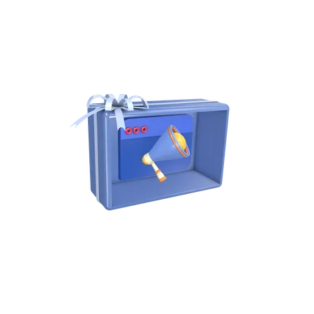 Caja de regalo de anuncio social  3D Icon