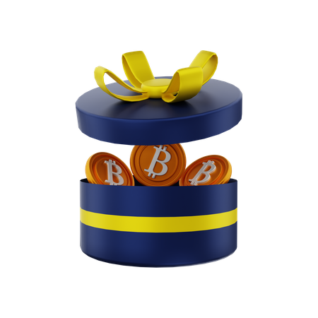 Caja de regalo bitcoin  3D Illustration