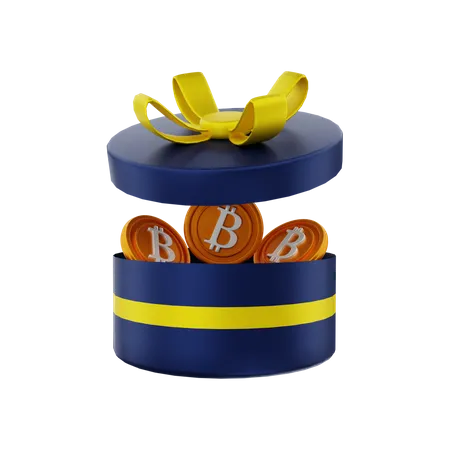 Caja de regalo bitcoin  3D Illustration