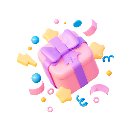 Caja De Regalo Con Confeti  3D Icon