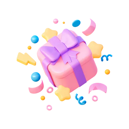 Caja De Regalo Con Confeti  3D Icon