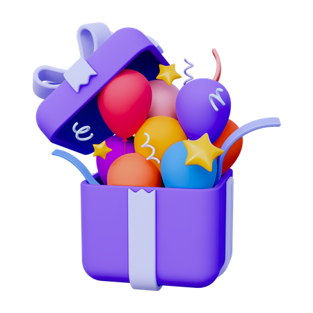 Caja de regalo con globos  3D Icon