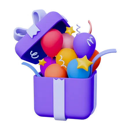 Caja de regalo con globos  3D Icon