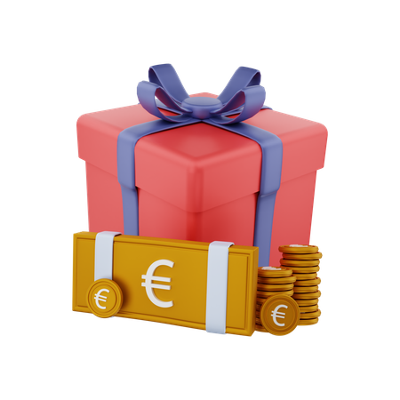 Caja de regalo de dinero en euros  3D Illustration