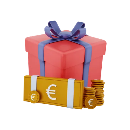 Caja de regalo de dinero en euros  3D Illustration