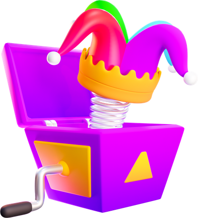 Caja sorpresa con sombrero de payaso  3D Icon