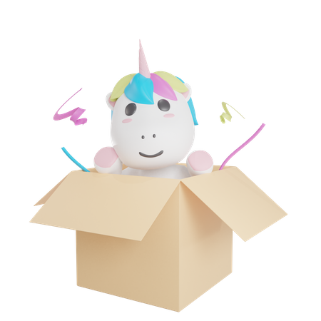 Caja sorpresa unicornio  3D Illustration