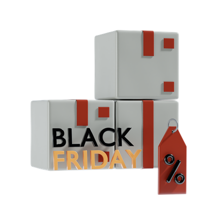 Cajas de compras del viernes negro.  3D Illustration