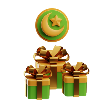 Cajas de regalo festivas con detalles dorados  3D Icon