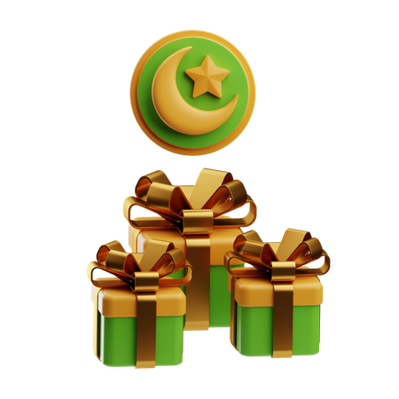 Cajas de regalo festivas con detalles dorados  3D Icon