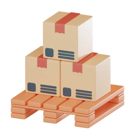 Cajas sobre palet de madera  3D Icon