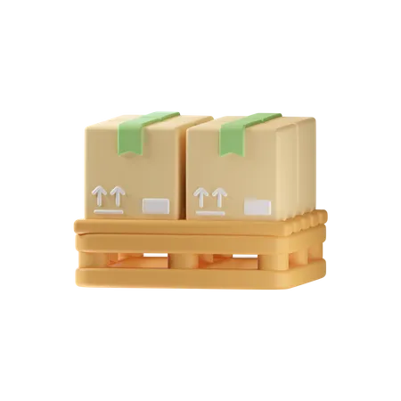 Cajas sobre palet de madera  3D Icon