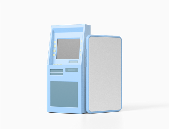 Cajero automático y teléfono inteligente  3D Icon