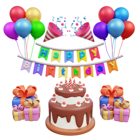 Cake Party Birthday  3D Icon