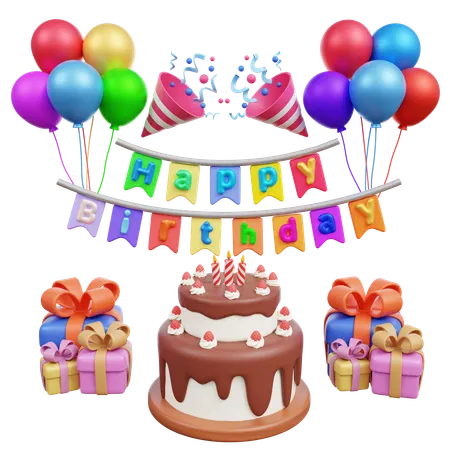 Cake Party Birthday  3D Icon
