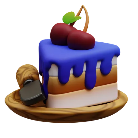 3 D Illustration Of A Piece Of Cake And A Cherry 3D Icon