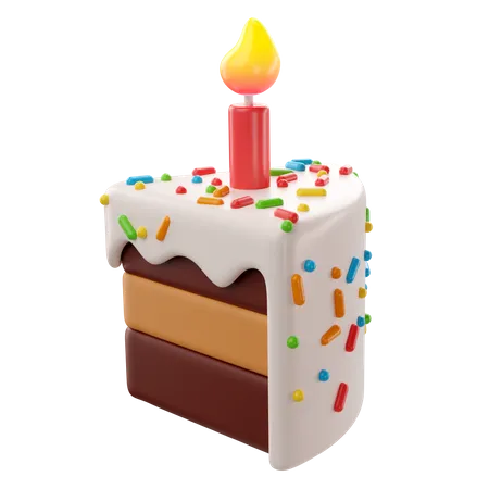 3 D Birthday Icon Piece Of Cake 3D Icon