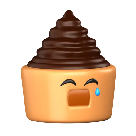 Cute Cake Sad Cry 3 D Cute Food Icon 3D Icon