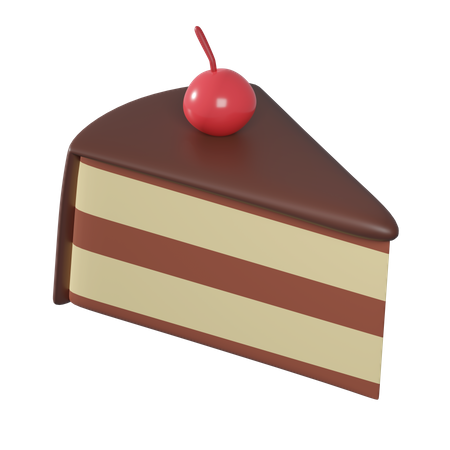 Cake Slice On Cherry  3D Icon