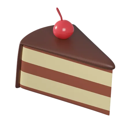 Cake Slice On Cherry  3D Icon