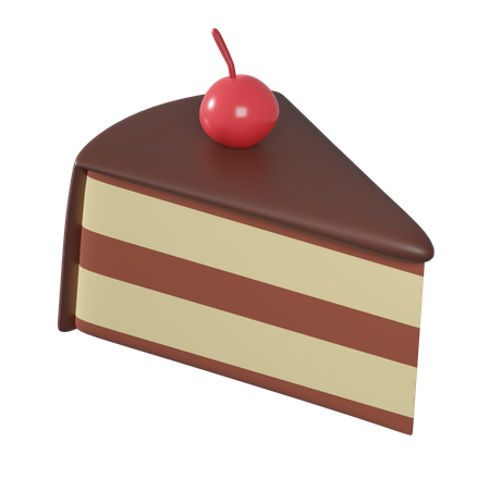 Cake Slice On Cherry 3D Icon
