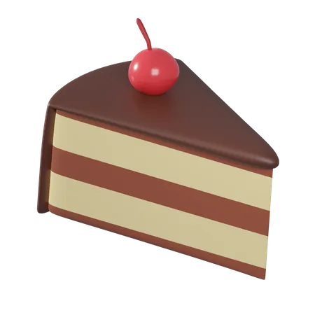 Cake Slice On Cherry 3D Icon