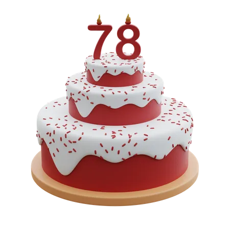 Cake With 78 Shaped Candles  3D Icon
