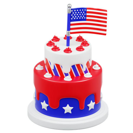 Cake With American Flag  3D Icon