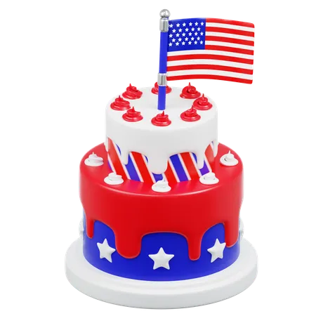Cake With American Flag  3D Icon