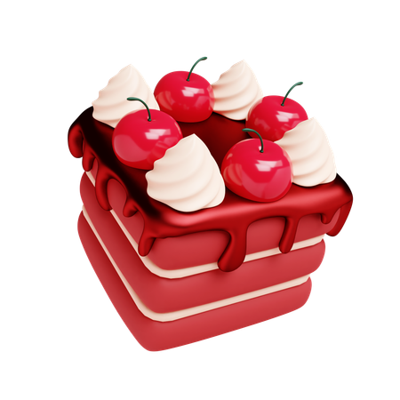 チェリー入りケーキ  3D Icon