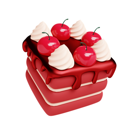 Cake With Cherries  3D Icon