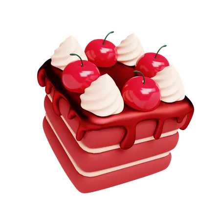 Cake With Cherries  3D Icon