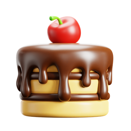 Cake With Cherry  3D Icon