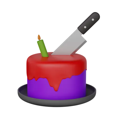 Cake with knife  3D Icon