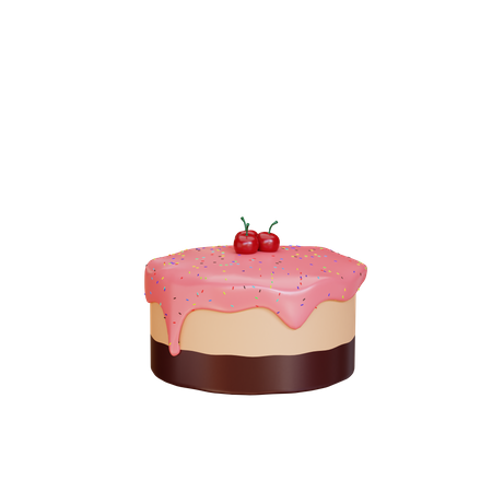 Cake With Pink Chocolate  3D Illustration