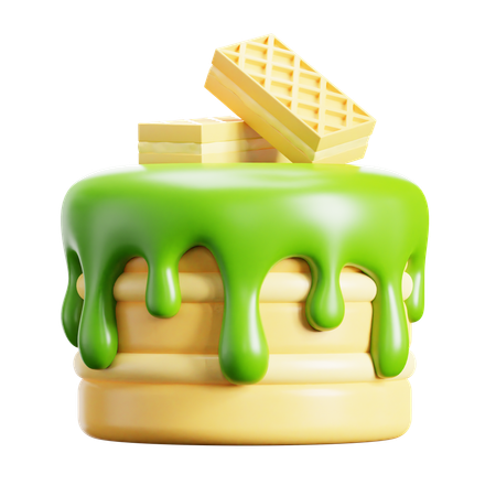Cake With Wafers  3D Icon