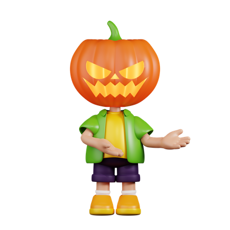 Calabaza apuntando a algo  3D Illustration